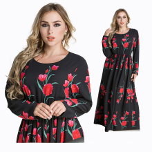 Vestido muçulmano modesto dubai Abaya fantasia mulheres muçulmanas Roupas árabe impresso vestido floral abaya